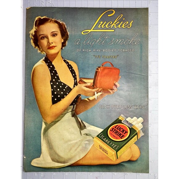 Lucky Strike Cigarettes "Luckies a light smoke of tobacco" Vintage Print Ad 1936 - Picture 2 of 3